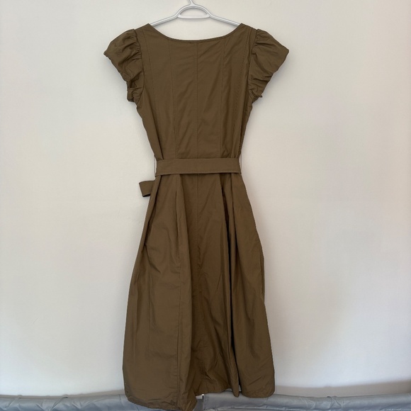 Wilfred Aritzia Governess Poplin Midi Dress Green Olive Short Sleeve Button Up S - Picture 6 of 16